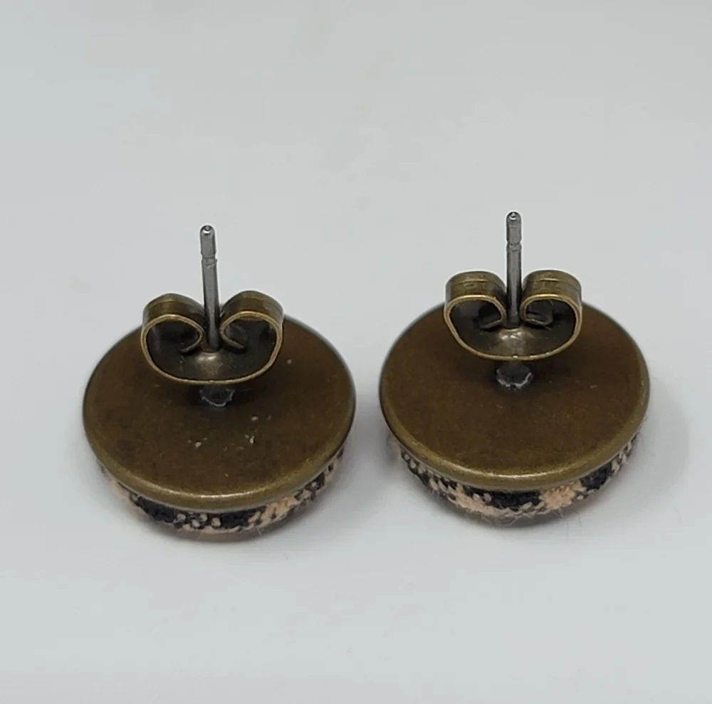 New Handmade | Upcycled Gingham Check Button Stud Earrings
